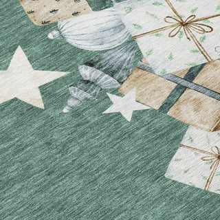 Piper Looms Chantille Christmas ACN1825 Seafoam Machine Washable Area Rug Swatch Image