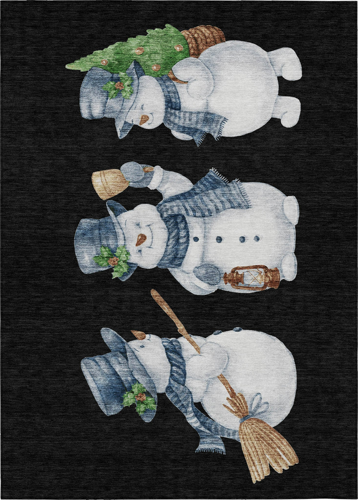 Piper Looms Chantille Christmas ACN1826 Black Machine Washable Area Rug main image
