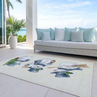 Piper Looms Chantille Christmas ACN1826 Ivory Machine Washable Area Rug Outdoor Lifestyle Image Feature