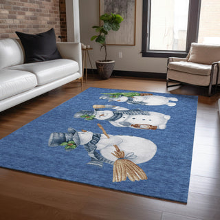 Piper Looms Chantille Christmas ACN1826 Navy Machine Washable Area Rug Lifestyle Image Feature