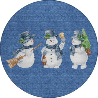 Piper Looms Chantille Christmas ACN1826 Navy Machine Washable Area Rug Round Main Image