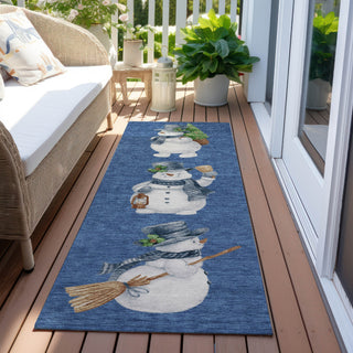 Piper Looms Chantille Christmas ACN1826 Navy Machine Washable Area Rug Runner Outdoor Lifestyle Image Feature