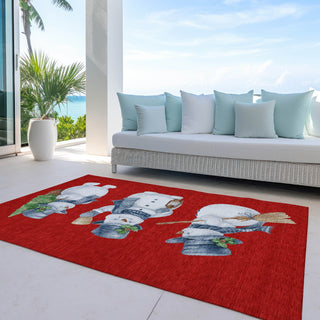 Piper Looms Chantille Christmas ACN1826 Red Machine Washable Area Rug Outdoor Lifestyle Image Feature