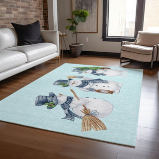 Piper Looms Chantille Christmas ACN1826 Sky Machine Washable Area Rug Lifestyle Image Feature