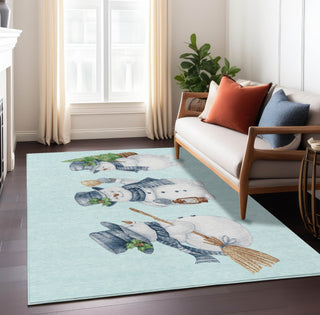 Piper Looms Chantille Christmas ACN1826 Sky Machine Washable Area Rug Lifestyle Image Feature