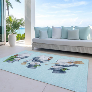 Piper Looms Chantille Christmas ACN1826 Sky Machine Washable Area Rug Outdoor Lifestyle Image Feature