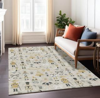 Piper Looms Chantille Christmas ACN1827 Beige Machine Washable Area Rug Lifestyle Image Feature