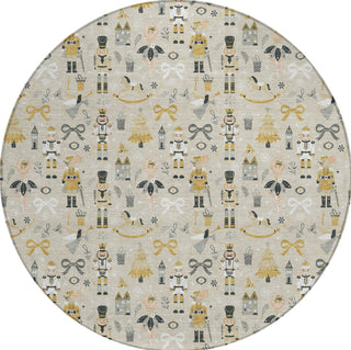 Piper Looms Chantille Christmas ACN1827 Beige Machine Washable Area Rug Round Main Image