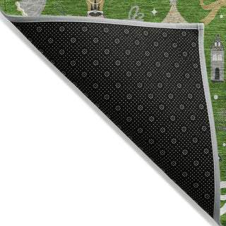 Piper Looms Chantille Christmas ACN1827 Green Machine Washable Area Rug Backing Image