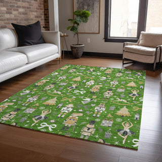 Piper Looms Chantille Christmas ACN1827 Green Machine Washable Area Rug Lifestyle Image Feature