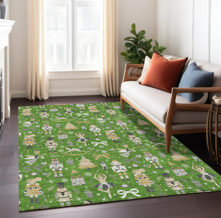 Piper Looms Chantille Christmas ACN1827 Green Machine Washable Area Rug Lifestyle Image Feature