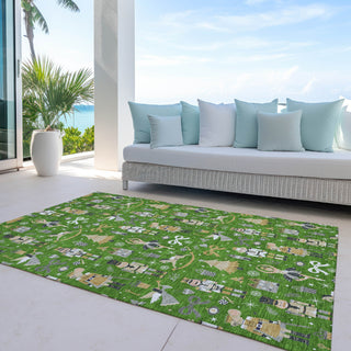 Piper Looms Chantille Christmas ACN1827 Green Machine Washable Area Rug Outdoor Lifestyle Image Feature