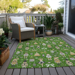 Piper Looms Chantille Christmas ACN1827 Green Machine Washable Area Rug Outdoor Lifestyle Image Feature
