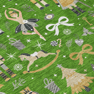 Piper Looms Chantille Christmas ACN1827 Green Machine Washable Area Rug Swatch Image