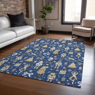 Piper Looms Chantille Christmas ACN1827 Navy Machine Washable Area Rug Lifestyle Image Feature