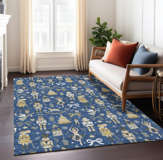 Piper Looms Chantille Christmas ACN1827 Navy Machine Washable Area Rug Lifestyle Image Feature