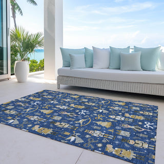 Piper Looms Chantille Christmas ACN1827 Navy Machine Washable Area Rug Outdoor Lifestyle Image Feature