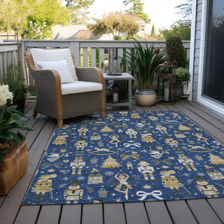 Piper Looms Chantille Christmas ACN1827 Navy Machine Washable Area Rug Outdoor Lifestyle Image Feature