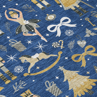 Piper Looms Chantille Christmas ACN1827 Navy Machine Washable Area Rug Swatch Image