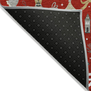 Piper Looms Chantille Christmas ACN1827 Red Machine Washable Area Rug Backing Image