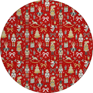 Piper Looms Chantille Christmas ACN1827 Red Machine Washable Area Rug Round Main Image