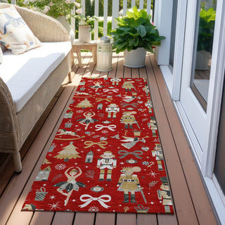 Piper Looms Chantille Christmas ACN1827 Red Machine Washable Area Rug Runner Outdoor Lifestyle Image Feature