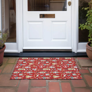 Piper Looms Chantille Christmas ACN1827 Red Machine Washable Area Rug Scatter Outdoor Lifestyle Image Feature