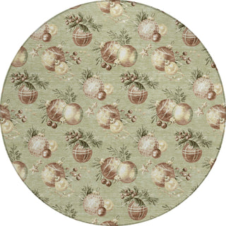 Piper Looms Chantille Christmas ACN1828 Aloe Machine Washable Area Rug Round Main Image