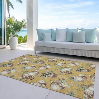 Piper Looms Chantille Christmas ACN1828 Gold Machine Washable Area Rug Outdoor Lifestyle Image Feature