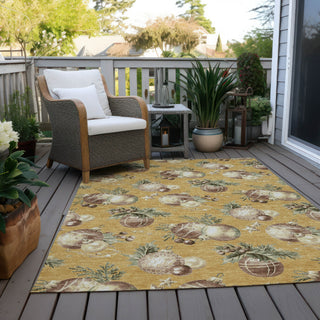 Piper Looms Chantille Christmas ACN1828 Gold Machine Washable Area Rug Outdoor Lifestyle Image Feature