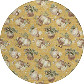 Piper Looms Chantille Christmas ACN1828 Gold Machine Washable Area Rug Round Main Image
