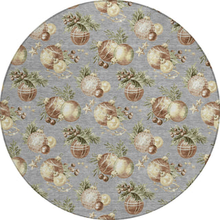 Piper Looms Chantille Christmas ACN1828 Gray Machine Washable Area Rug Round Main Image