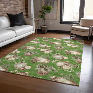 Piper Looms Chantille Christmas ACN1828 Green Machine Washable Area Rug Lifestyle Image Feature