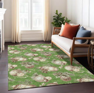 Piper Looms Chantille Christmas ACN1828 Green Machine Washable Area Rug Lifestyle Image Feature