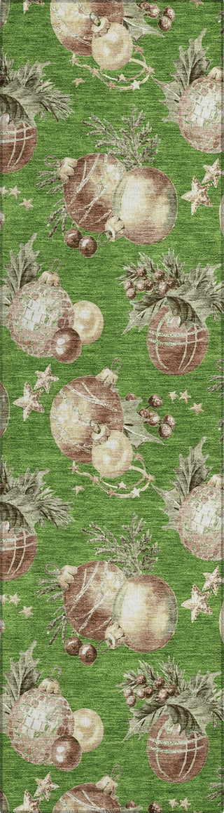 Piper Looms Chantille Christmas ACN1828 Green Machine Washable Area Rug Runner Main Image
