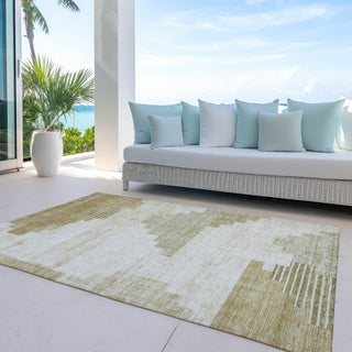 Piper Looms Chantille Geometric ACN1829 Beige Machine Washable Area Rug Outdoor Lifestyle Image Feature