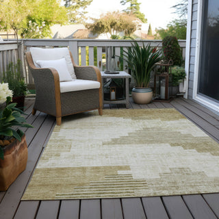 Piper Looms Chantille Geometric ACN1829 Beige Machine Washable Area Rug Outdoor Lifestyle Image Feature