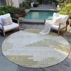 Piper Looms Chantille Geometric ACN1829 Beige Machine Washable Area Rug Round Outdoor Lifestyle Image Feature