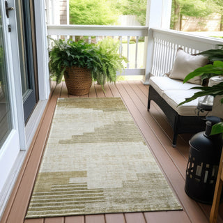 Piper Looms Chantille Geometric ACN1829 Beige Machine Washable Area Rug Runner Outdoor Lifestyle Image Feature