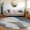 Piper Looms Chantille Geometric ACN1829 Blue Machine Washable Area Rug Round Lifestyle Image Feature