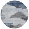 Piper Looms Chantille Geometric ACN1829 Blue Machine Washable Area Rug Round Main Image