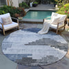 Piper Looms Chantille Geometric ACN1829 Blue Machine Washable Area Rug Round Outdoor Lifestyle Image Feature