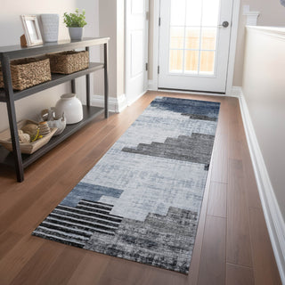 Piper Looms Chantille Geometric ACN1829 Blue Machine Washable Area Rug Runner Lifestyle Image Feature