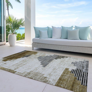 Piper Looms Chantille Geometric ACN1829 Brown Machine Washable Area Rug Outdoor Lifestyle Image Feature