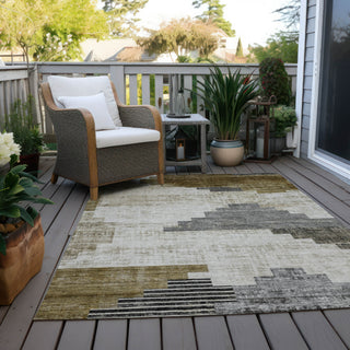 Piper Looms Chantille Geometric ACN1829 Brown Machine Washable Area Rug Outdoor Lifestyle Image Feature