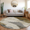 Piper Looms Chantille Geometric ACN1829 Brown Machine Washable Area Rug Round Lifestyle Image Feature