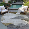 Piper Looms Chantille Geometric ACN1829 Brown Machine Washable Area Rug Round Outdoor Lifestyle Image Feature