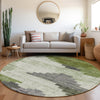 Piper Looms Chantille Geometric ACN1829 Fern Machine Washable Area Rug Round Lifestyle Image Feature