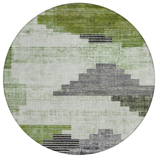 Piper Looms Chantille Geometric ACN1829 Fern Machine Washable Area Rug Round Main Image