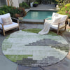 Piper Looms Chantille Geometric ACN1829 Fern Machine Washable Area Rug Round Outdoor Lifestyle Image Feature